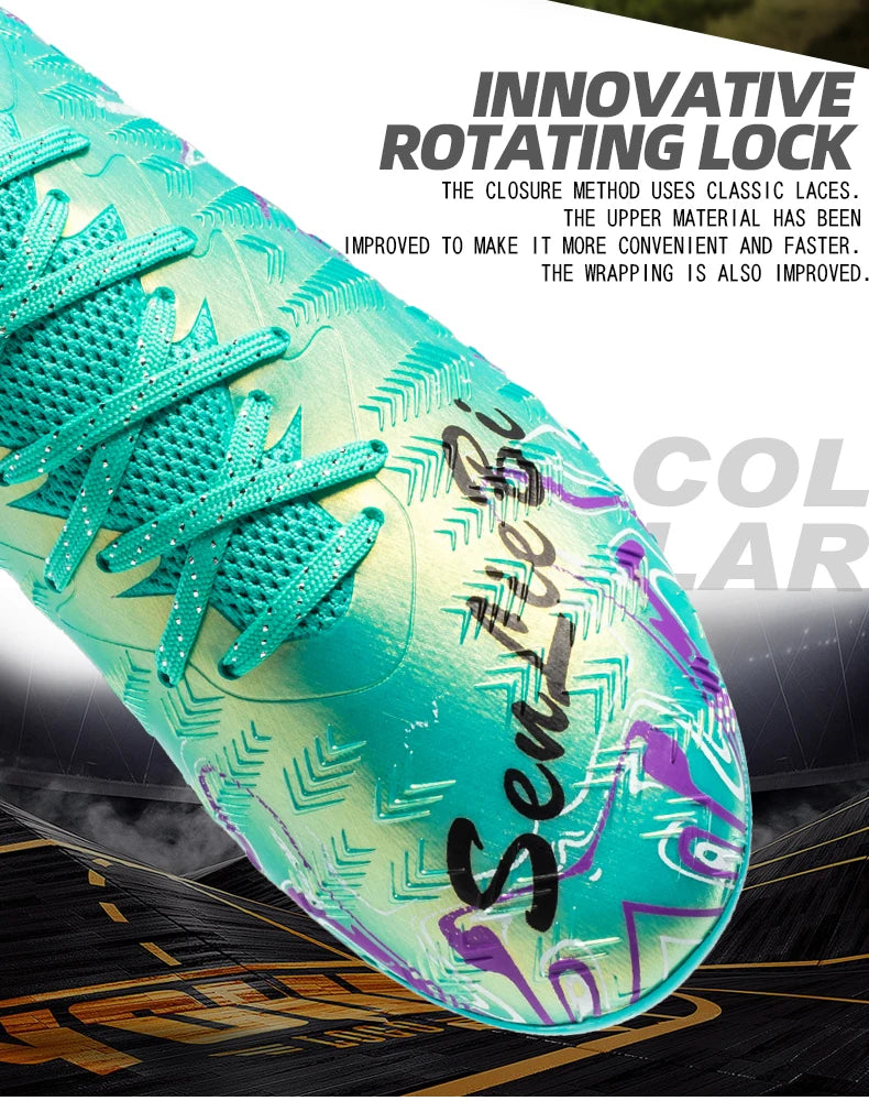 Men Professional Football Boots High-Top Soccer Cleats FG & TF Sneakers for Outdoor Training & Matches Multi-Color Wear-resistan