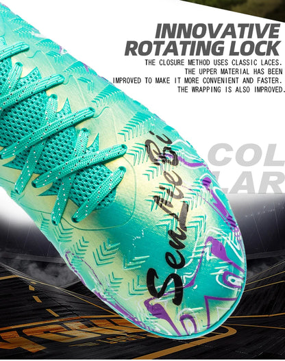 Men Professional Football Boots High-Top Soccer Cleats FG & TF Sneakers for Outdoor Training & Matches Multi-Color Wear-resistan