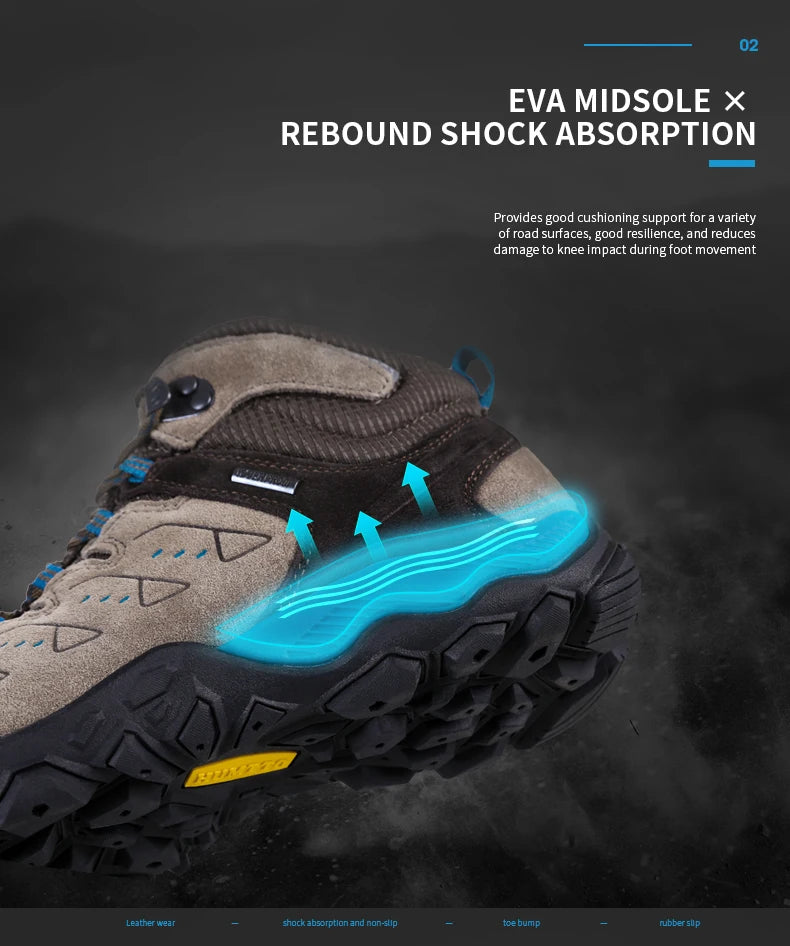 HUMTTO Nouvelles chaussures de randonnée pour homme : baskets d'extérieur imperméables pour homme et femme, en cuir, pour la marche, l'escalade, le trekking et le sport ; bottes pour homme et femme