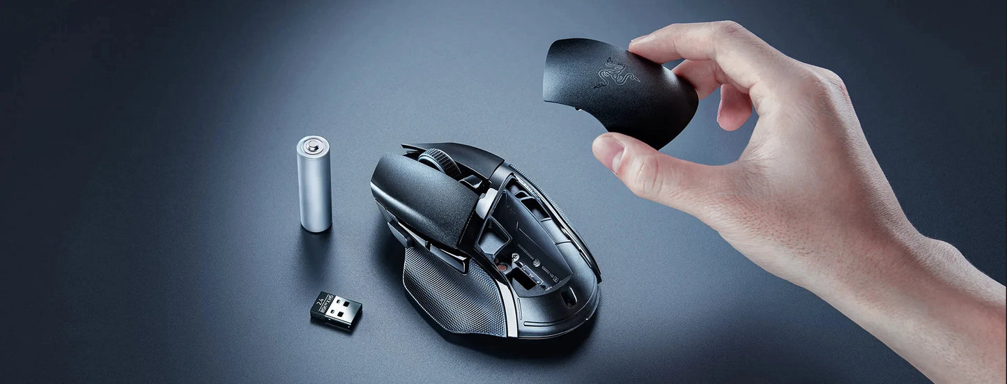 Mouse gaming wireless originale Razer Basilisk V3 X HyperSpeed personalizzabile, sensore ottico 18K, Chroma RGB, 9 comandi programmabili