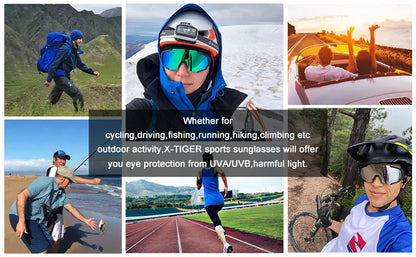 X-TIGER cyklistické brýle, polarizované brýle, cyklistické brýle, sportovní pánské fotochromatické sluneční brýle, brýle pro MTB a silniční kola, 3/5 čoček
