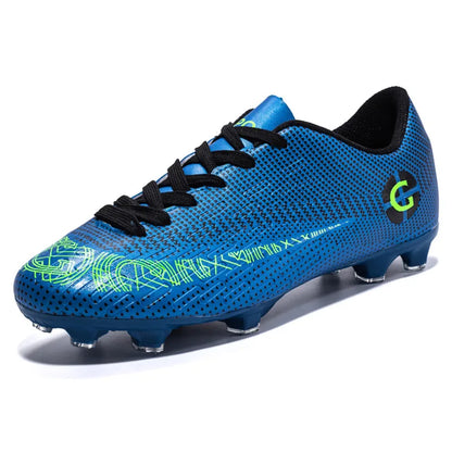 WaterMonkey Adults Men's Football Shoes Long Spike Soccer Shoes Outdoor Lawn AG Cleats Low Top Training Soccer Sneakers