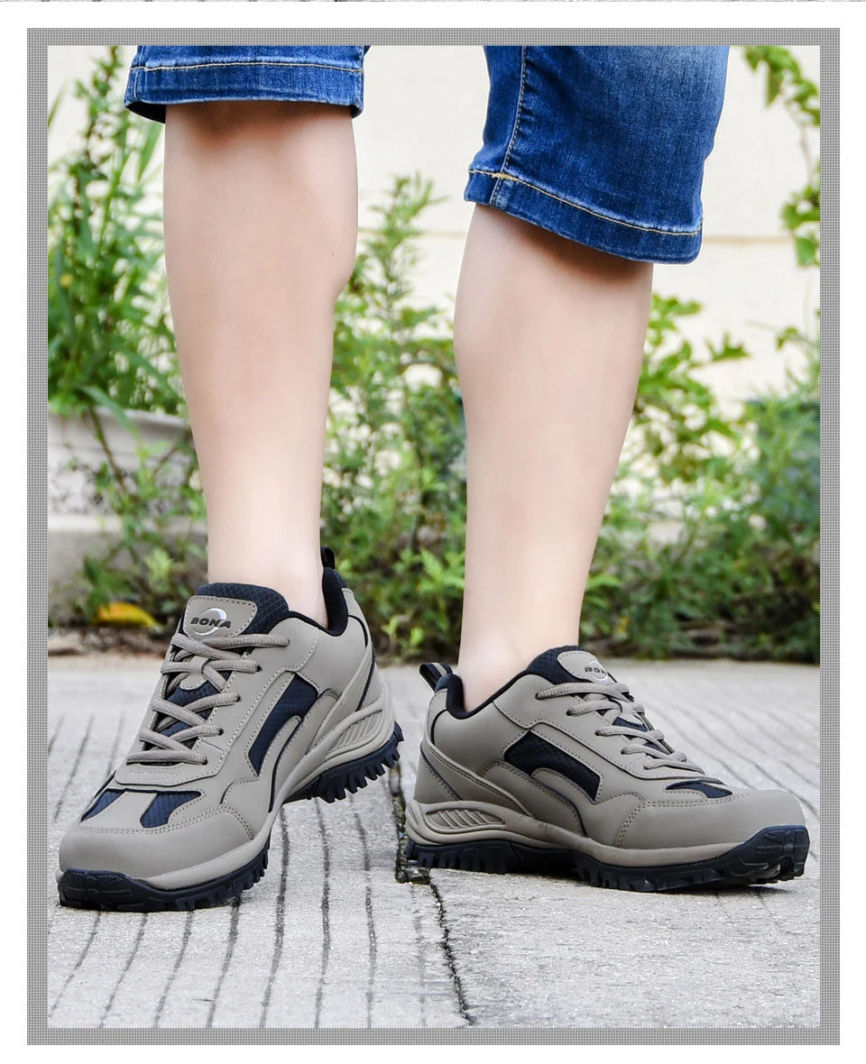 BONA New Designers Non-slip Wear-resistant Breathable Hiking Shoes Men Outdoor High-quality Jogging Walking Shoe Mansculino