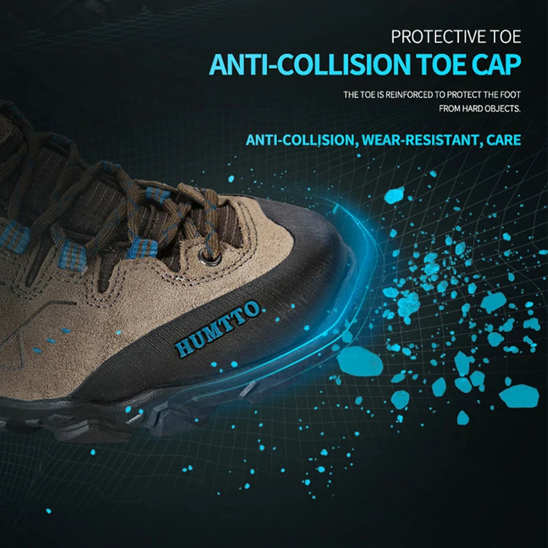 HUMTTO Nouvelles chaussures de randonnée pour homme : baskets d'extérieur imperméables pour homme et femme, en cuir, pour la marche, l'escalade, le trekking et le sport ; bottes pour homme et femme