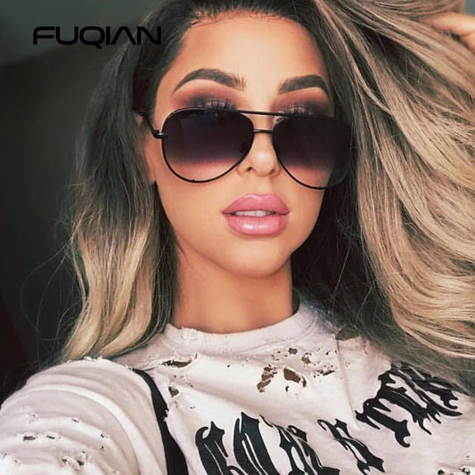 Classic Metal Aviation Sunglasses Women Fashion Alloy Pilot Sun Glasses Men Gradient Black Driving Shades Ladies UV400