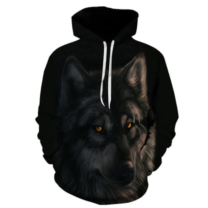 Cool Space Galaxy Wolf Hoodie – Herren-Hoodie mit leuchtendem Wolf, modischer Pullover für Frühling und Herbst