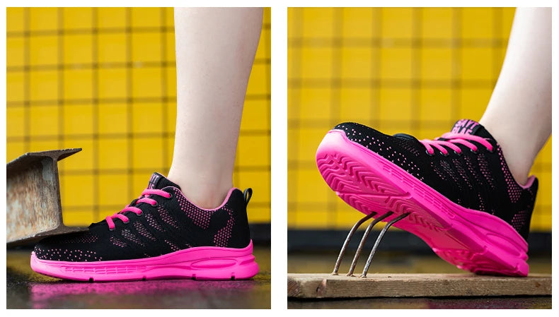 Chaussures de travail roses pour femmes, baskets de travail à bout en acier, chaussures de sécurité Anti-écrasement et Anti-perforation, chaussures de protection pour hommes et femmes, nouvelle collection 2026