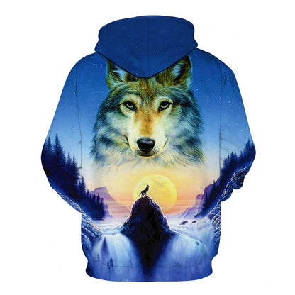 Cool Space Galaxy Wolf Hoodie – Herren-Hoodie mit leuchtendem Wolf, modischer Pullover für Frühling und Herbst