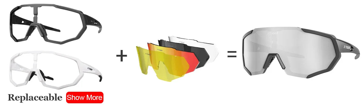 X-TIGER cyklistické brýle, polarizované brýle, cyklistické brýle, sportovní pánské fotochromatické sluneční brýle, brýle pro MTB a silniční kola, 3/5 čoček