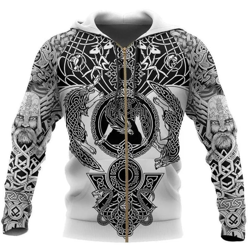 Fenrir Wolf Valknut Tattoo 3D-tulostetut miesten hupparit Harajuku-muoti Huppari Syksy Unisex-huppari sudadera hombre