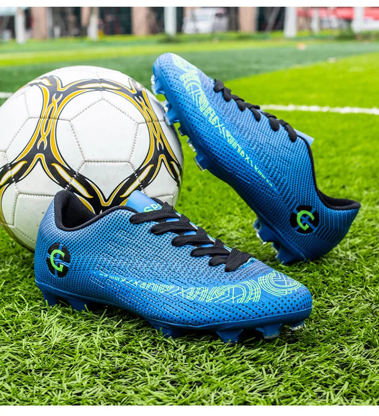 WaterMonkey Adults Men's Football Shoes Long Spike Soccer Shoes Outdoor Lawn AG Cleats Low Top Training Soccer Sneakers