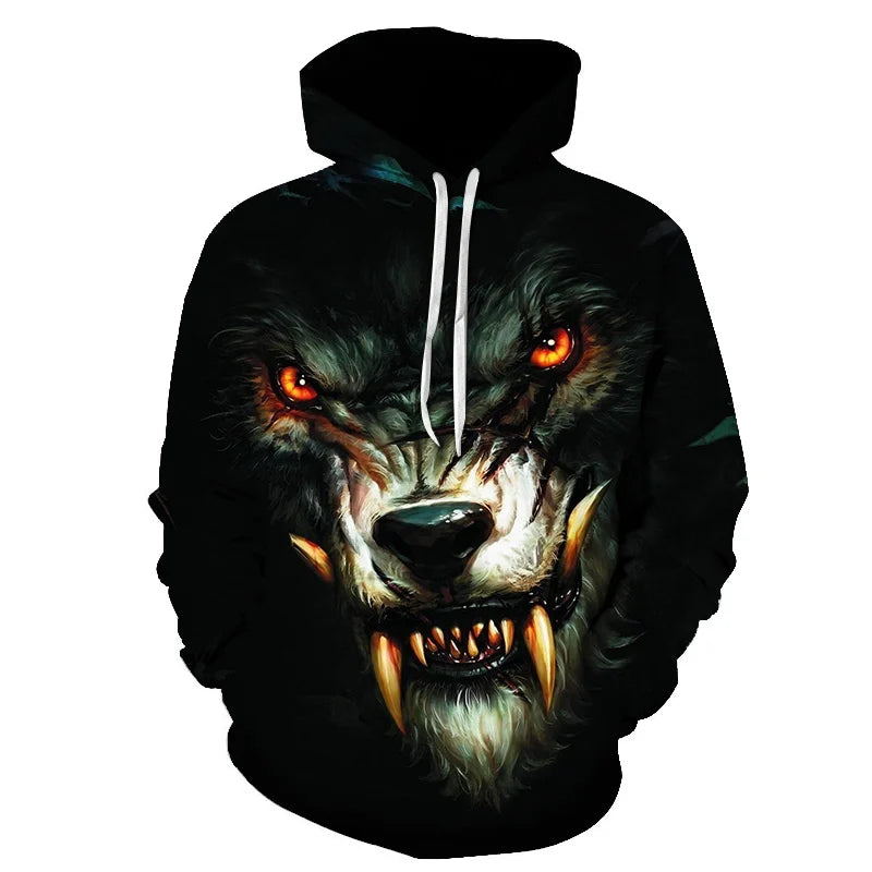 Cool Space Galaxy Wolf Hoodie – Herren-Hoodie mit leuchtendem Wolf, modischer Pullover für Frühling und Herbst