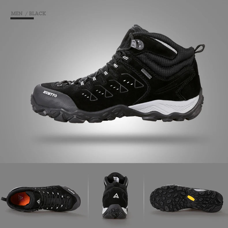 HUMTTO Nouvelles chaussures de randonnée pour homme : baskets d'extérieur imperméables pour homme et femme, en cuir, pour la marche, l'escalade, le trekking et le sport ; bottes pour homme et femme
