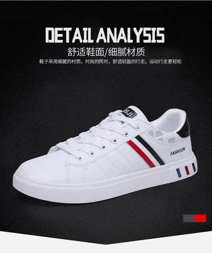 Men's Casual Sneakers Skateboarding Shoes PU Flats Shoes Students Outdoor Sneakers Street Shoes Lace Walking Shoes Plus Size 48