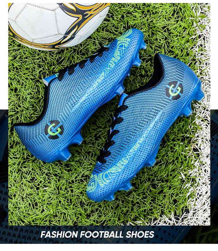 WaterMonkey Adults Men's Football Shoes Long Spike Soccer Shoes Outdoor Lawn AG Cleats Low Top Training Soccer Sneakers