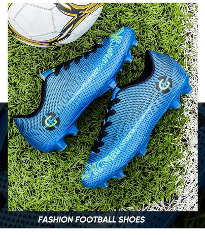 WaterMonkey Adults Men's Football Shoes Long Spike Soccer Shoes Outdoor Lawn AG Cleats Low Top Training Soccer Sneakers
