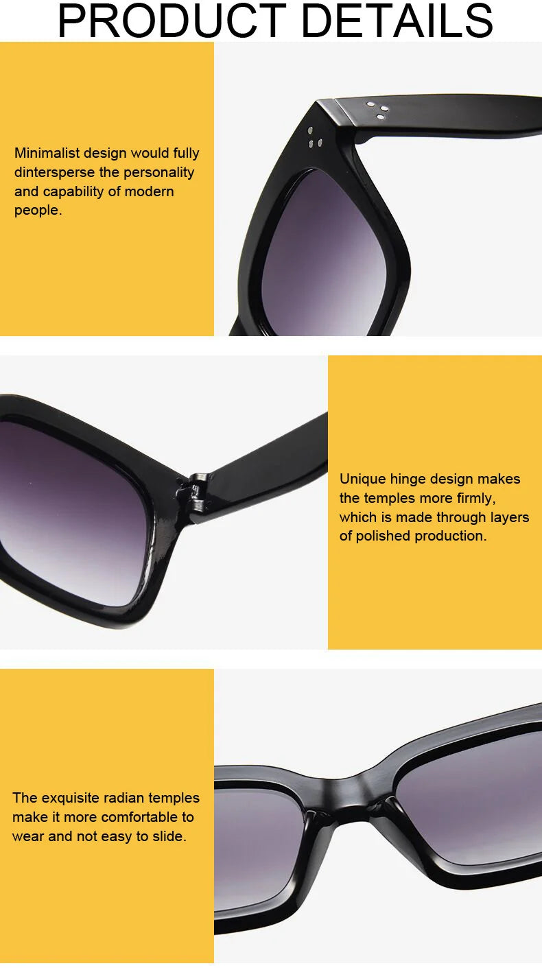 Square Oversized Sunglasses Woman Fashion Black Gradient Vintage Sun Glasses Female Outdoor Shades Driver Retro Oculos De Sol