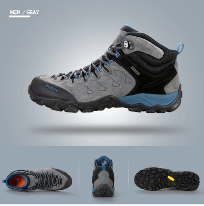 HUMTTO Nouvelles chaussures de randonnée pour homme : baskets d'extérieur imperméables pour homme et femme, en cuir, pour la marche, l'escalade, le trekking et le sport ; bottes pour homme et femme