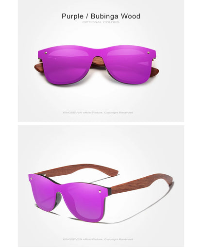 KINGSEVEN Polarized UV400 Vintage Sunglasses For Men Brand Wooden Flat Lens Square Frame Women Eye Protection Oculos Eyewear