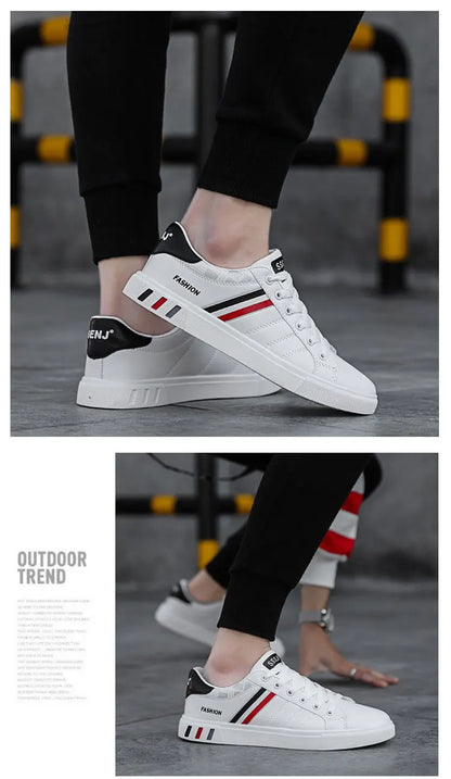 Men's Casual Sneakers Skateboarding Shoes PU Flats Shoes Students Outdoor Sneakers Street Shoes Lace Walking Shoes Plus Size 48