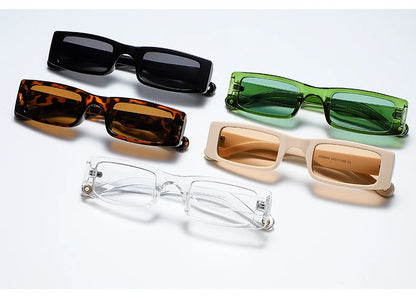 New Rectangle Sunglasses Women Fashion Small Square Frame Vintage Brand Sun Glasses Men Shades Retro Clear Green Oculos UV400