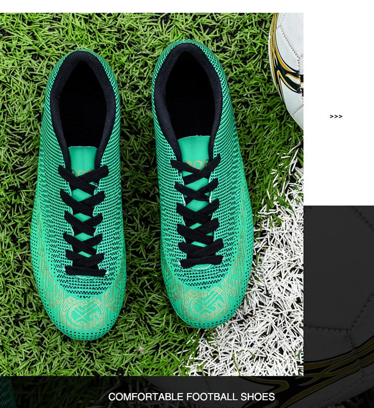 WaterMonkey Adults Men's Football Shoes Long Spike Soccer Shoes Outdoor Lawn AG Cleats Low Top Training Soccer Sneakers