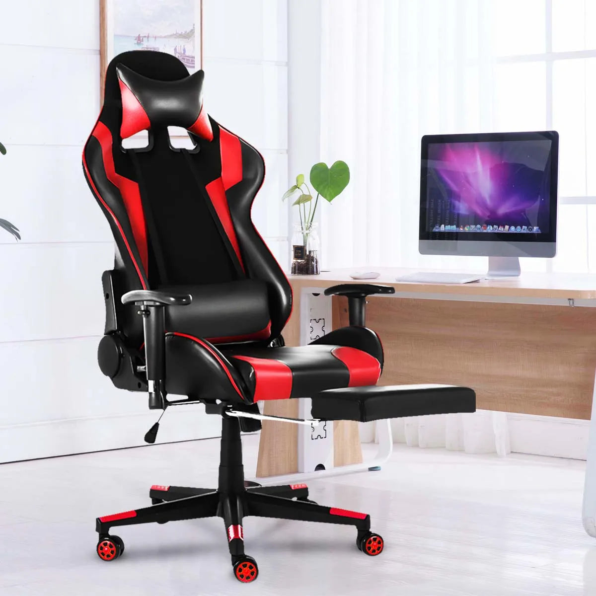 Chaise de bureau en cuir Joylive, chaise de jeu WCG, chaise ergonomique pour ordinateur, pivotante, inclinable, pour salle de jeu