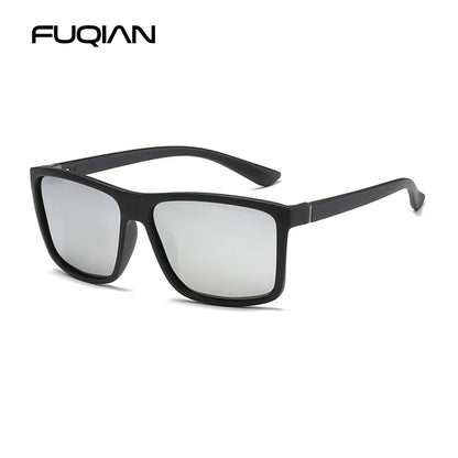 Classic Black Square Polarized Sunglasses Men Fashion Mirror Blue Sun Glasses Unisex Vintage Anti Glare Driving Shades UV400