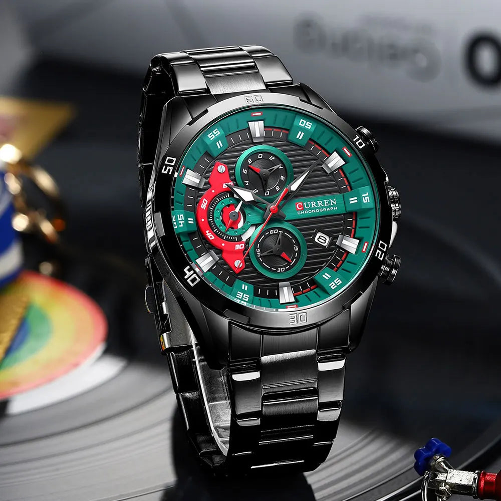CURREN Men Watch Top Brand Luxury Sports Quartz Mens Watches Full Steel Waterproof Chronograph Wristwatch Men Relogio Masculino