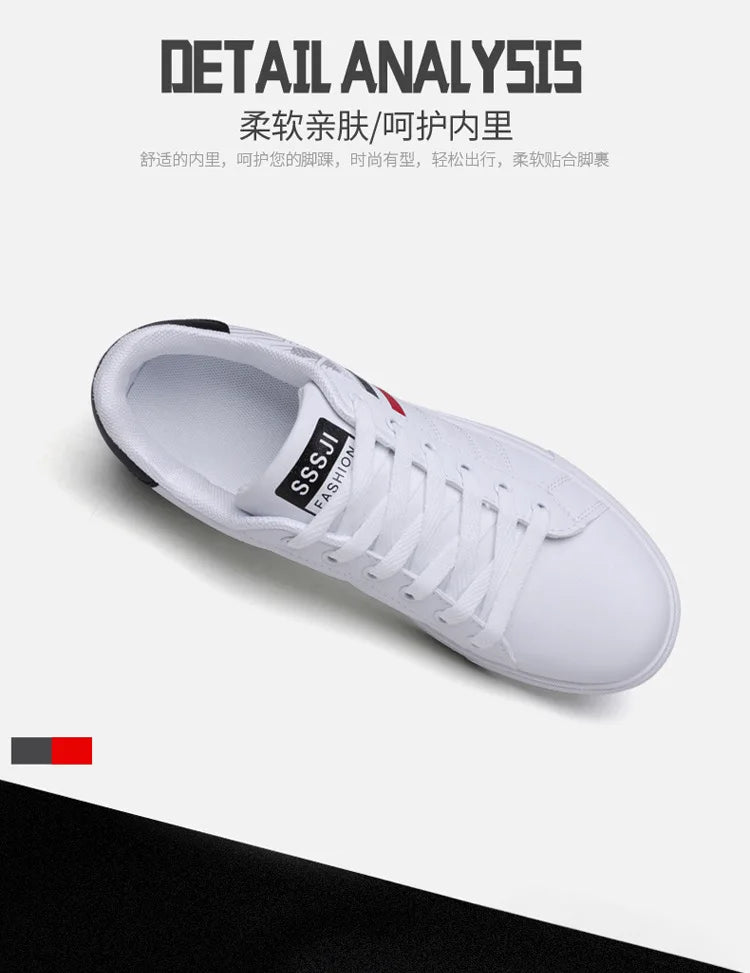 Men's Casual Sneakers Skateboarding Shoes PU Flats Shoes Students Outdoor Sneakers Street Shoes Lace Walking Shoes Plus Size 48