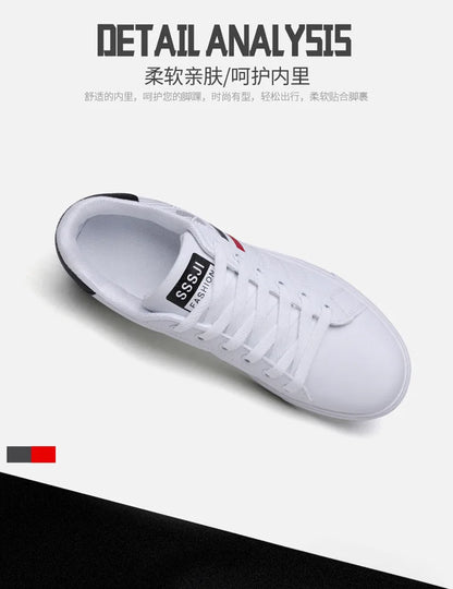 Men's Casual Sneakers Skateboarding Shoes PU Flats Shoes Students Outdoor Sneakers Street Shoes Lace Walking Shoes Plus Size 48
