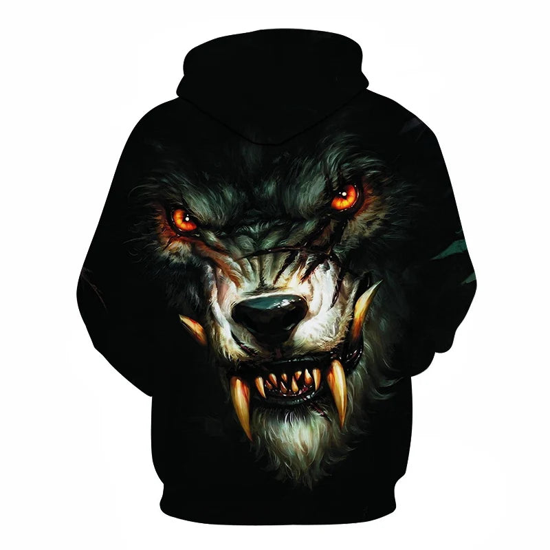Cool Space Galaxy Wolf Hoodie – Herren-Hoodie mit leuchtendem Wolf, modischer Pullover für Frühling und Herbst
