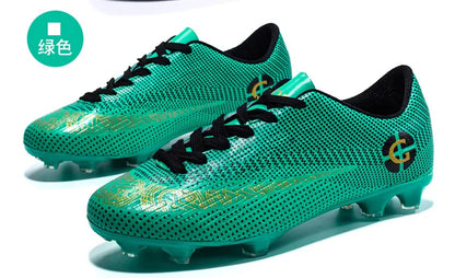 WaterMonkey Adults Men's Football Shoes Long Spike Soccer Shoes Outdoor Lawn AG Cleats Low Top Training Soccer Sneakers