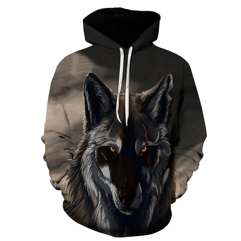 Cool Space Galaxy Wolf Hoodie – Herren-Hoodie mit leuchtendem Wolf, modischer Pullover für Frühling und Herbst