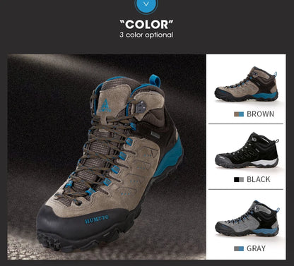 HUMTTO Nouvelles chaussures de randonnée pour homme : baskets d'extérieur imperméables pour homme et femme, en cuir, pour la marche, l'escalade, le trekking et le sport ; bottes pour homme et femme