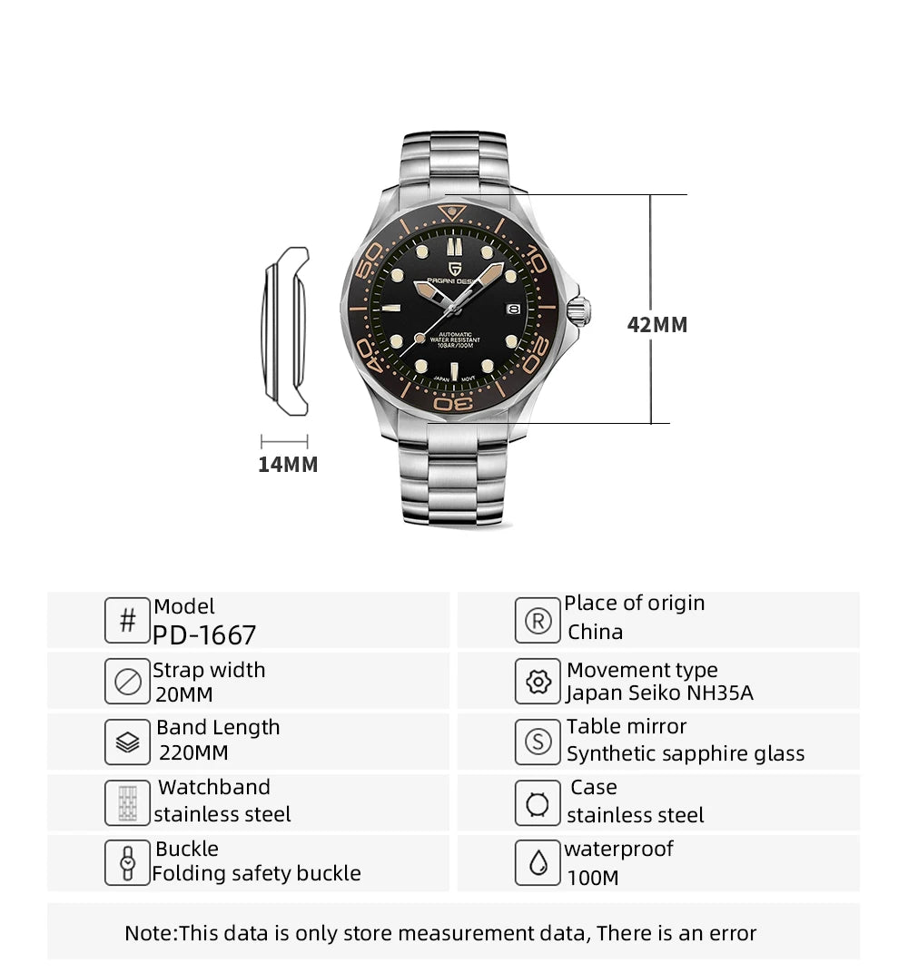 PAGANI DESIGN 007 Mechancial Wristwatch men Luxury Automatic Watch for men NH35A AR Sapphire crystal Waterproof Clock 2024 New
