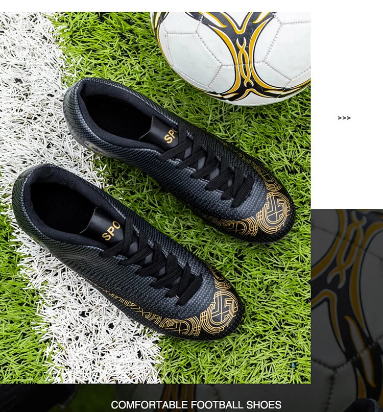 WaterMonkey Adults Men's Football Shoes Long Spike Soccer Shoes Outdoor Lawn AG Cleats Low Top Training Soccer Sneakers