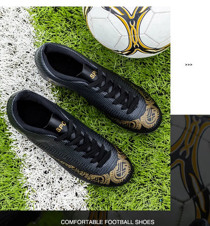 WaterMonkey Adults Men's Football Shoes Long Spike Soccer Shoes Outdoor Lawn AG Cleats Low Top Training Soccer Sneakers