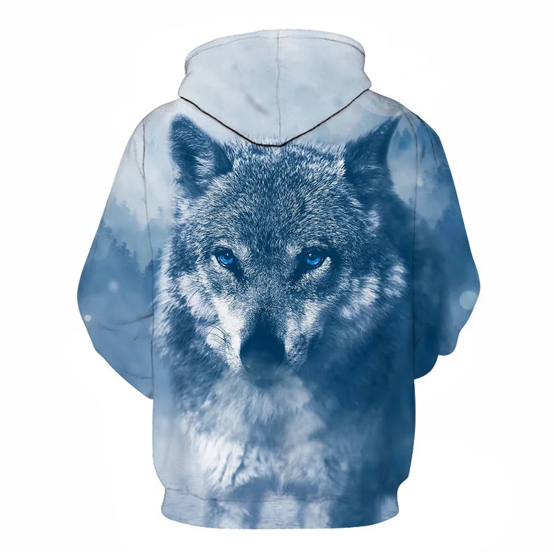 Cool Space Galaxy Wolf Hoodie – Herren-Hoodie mit leuchtendem Wolf, modischer Pullover für Frühling und Herbst