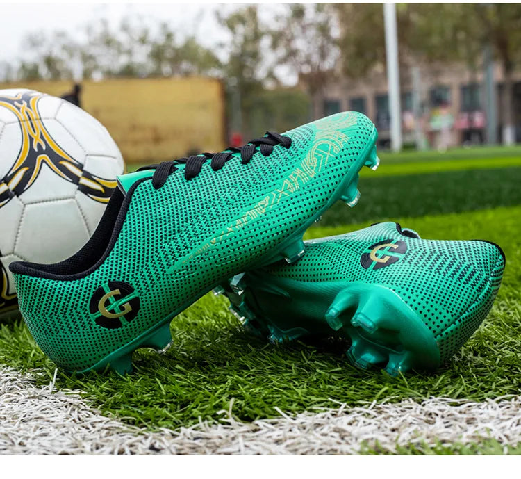 WaterMonkey Adults Men's Football Shoes Long Spike Soccer Shoes Outdoor Lawn AG Cleats Low Top Training Soccer Sneakers