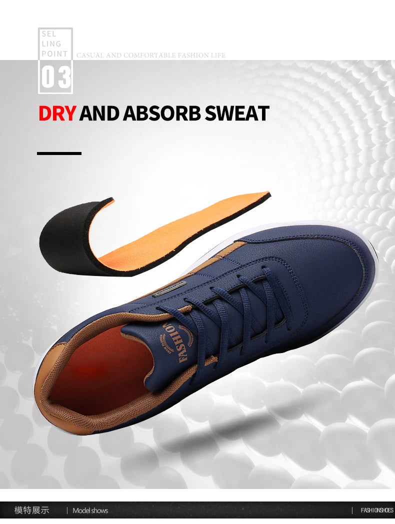 Skórzane męskie buty sportowe – modne, codzienne, włoskie, oddychające, rekreacyjne, męskie trampki, obuwie antypoślizgowe, męskie buty wulkanizowane