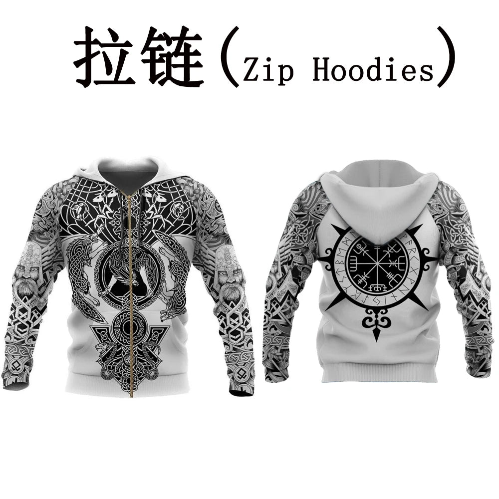 Fenrir Wolf Valknut Tattoo 3D-tulostetut miesten hupparit Harajuku-muoti Huppari Syksy Unisex-huppari sudadera hombre