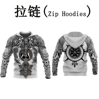 Fenrir Wolf Valknut Tattoo 3D-tulostetut miesten hupparit Harajuku-muoti Huppari Syksy Unisex-huppari sudadera hombre