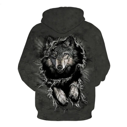 Cool Space Galaxy Wolf Hoodie – Herren-Hoodie mit leuchtendem Wolf, modischer Pullover für Frühling und Herbst