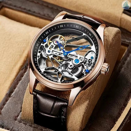 AILANG Skeleton Mechanical Mens Watches Top Brand Luxury Steampunk Transparent Hollow Automatic Watch Relogio Masculino 8625