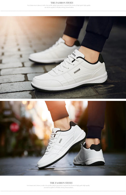 Skórzane męskie buty sportowe – modne, codzienne, włoskie, oddychające, rekreacyjne, męskie trampki, obuwie antypoślizgowe, męskie buty wulkanizowane