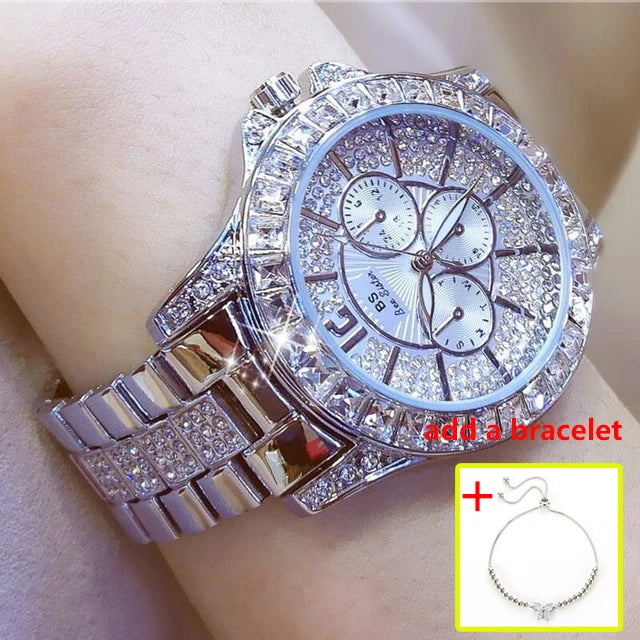 Women Watches Quartz Diamond Luxury Watch Fashion Top Brand Wristwatch Fashion Watch Ladies Crystal Jewelry Rose Gold Watch