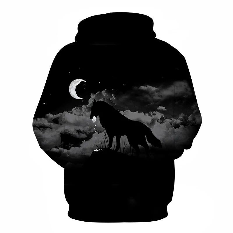 Cool Space Galaxy Wolf Hoodie – Herren-Hoodie mit leuchtendem Wolf, modischer Pullover für Frühling und Herbst