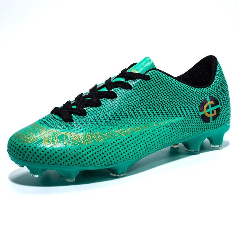 WaterMonkey Adults Men's Football Shoes Long Spike Soccer Shoes Outdoor Lawn AG Cleats Low Top Training Soccer Sneakers