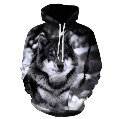 Cool Space Galaxy Wolf Hoodie – Herren-Hoodie mit leuchtendem Wolf, modischer Pullover für Frühling und Herbst